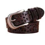 Leather Belts for Woman Belt Vintage Pin Buckle Strap Jeans Hollow Belt