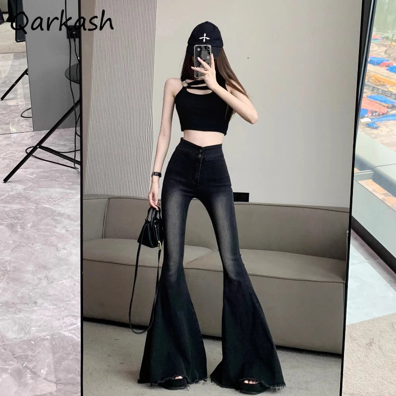 Gradient Color High Street Chic Flare Trousers