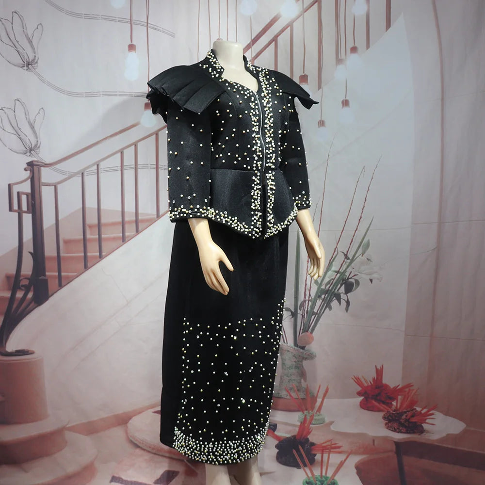 African women's elegant dress Mesh fabric