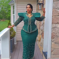 African women's elegant dress Mesh fabric