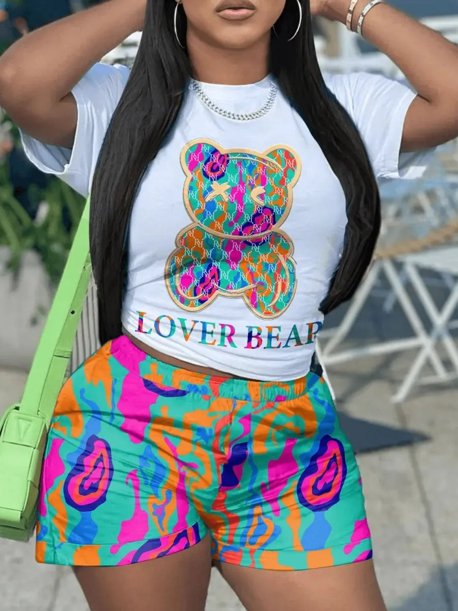 2 PCs Set Casual Short Sleeve Blouse & Pants