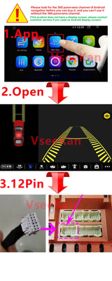 Car 360° panoramic system camera for Android multimedia screen, Android multimedia system with 360APP function