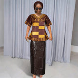 MD African Dresses For Women Embroidery 2PCS Tops Dresses Ankara Rich Robes Traditional Party Wedding Ramadan Church Clothes