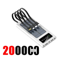 200000mAh 120W Solar Power Bank With Led Lamp Super Fast Charging Ultra High Capacity 4 Wire Digital Display External Battery