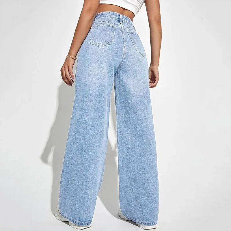 Loose Denim Slim High Waist Wide Leg Pants