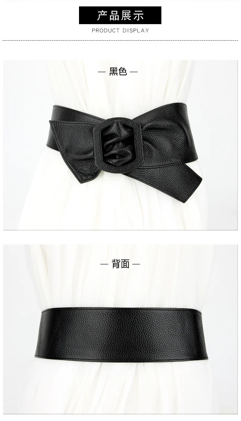 Women Belt for Dress Genuine Leather Bowknot Wide Belts Wrap Waistband Coat Corset Designer Luxury Brand Cummerbunds Waistbelt