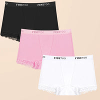 3Pcs Women's Lace Panties Cotton boxer briefs Seamless Sports Boxers Underwear Female Briefs Lingerie Intimate Underpant S-XXL