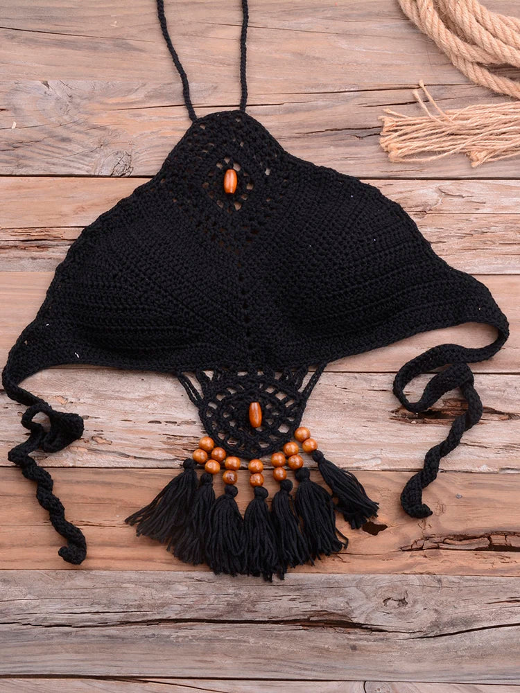 Crochet Bohemia Style Off Shoulder Bikini