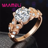 Hot Sell 925 Sterling Silver Color High Quality Zircon Crystals Paved Leaf Design