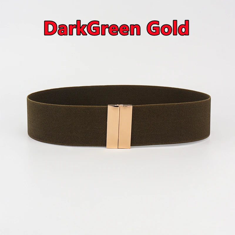 Fashion Women Elastic Band Wide Belts Simple Down Coat Waist Belt Female Buckle Black Strap Dress Decoration Accessories Ladies