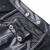 Fitness Long Men Boxer Underwear Mesh Faux Leather Men's Boxershorts Panties Long Leg Trunks Sexy Pouch Opened Button Underpants
