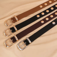 Women Studded Leather Belt Fashion Punk Style Ladies Belts for Jeans Dress Adjustable Waist Belt Rivet Decor