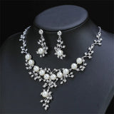 Personality flower Pearl Wedding Necklace Earring