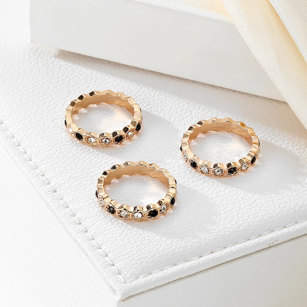 Three-Pack of Fashionable and Creative Gold Alloy Rings