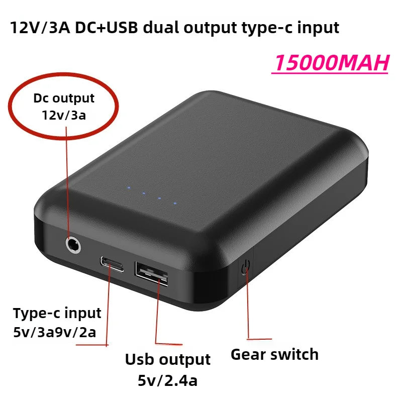 16000mAh Power Bank 7.4V 3A DC Output for Heating Clothing Air Conditioning Clothin,15000mAh DC+USB Output for Cooling Machine