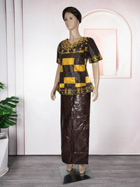 MD African Dresses For Women Embroidery 2PCS Tops Dresses Ankara Rich Robes Traditional Party Wedding Ramadan Church Clothes