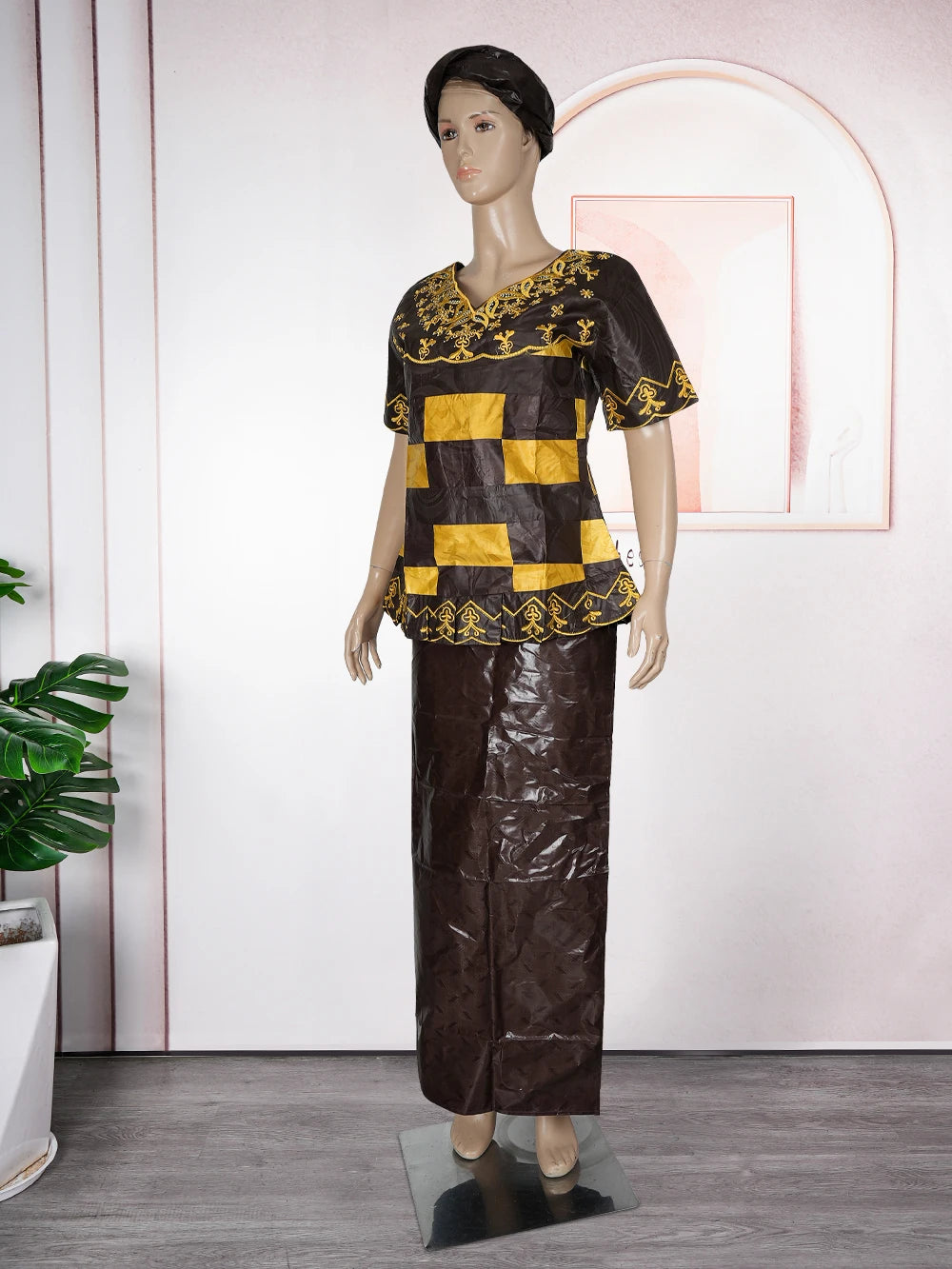 MD African Dresses For Women Embroidery 2PCS Tops Dresses Ankara Rich Robes Traditional Party Wedding Ramadan Church Clothes