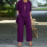 Casual O Neck Vest Cardigan Three Piece Set