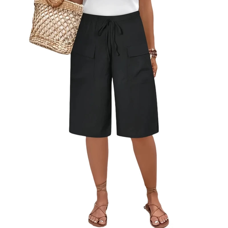Plus Size Casual Five-point Drawstring Shorts