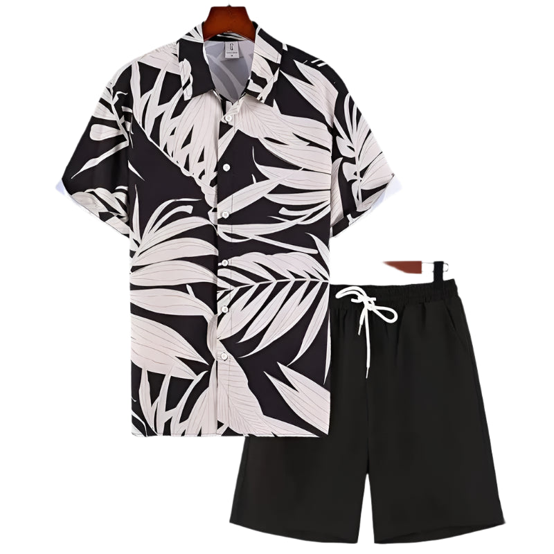 Tropical Floral Print Shorts Suit