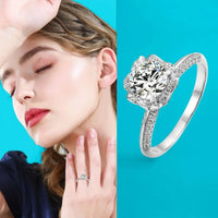 Silver 18K Gold Plated Bouquet Heart Moissanite Wedding Proposal Ring GBA Certified