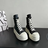 Women Punk High Top Flats Black Boots
