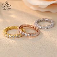 14K 18K Gold Plated Ring S925 Silver Pave Ring White Moissanite Ring