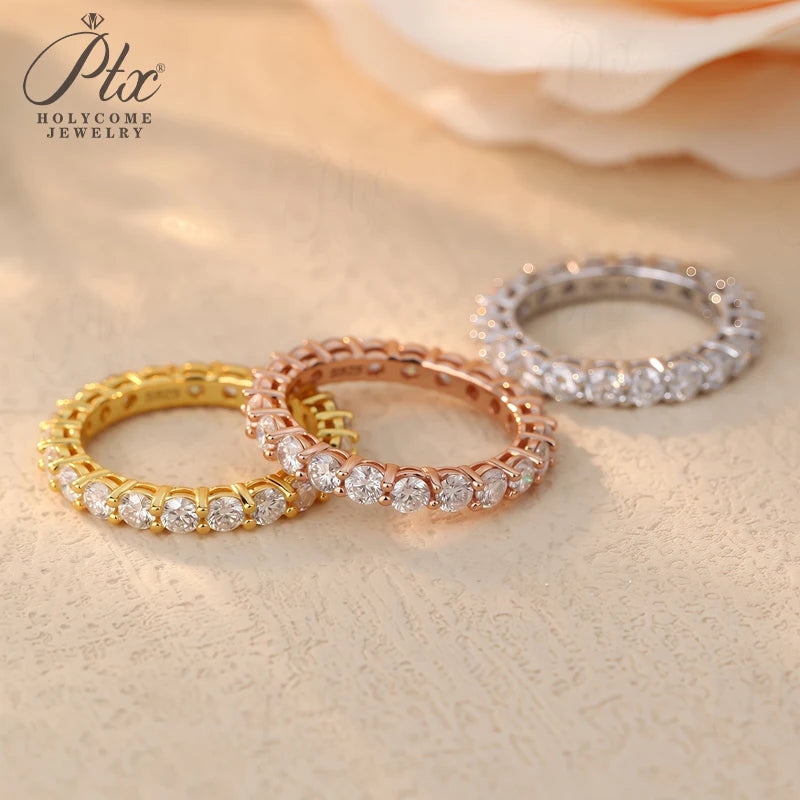 14K 18K Gold Plated Ring S925 Silver Pave Ring White Moissanite Ring