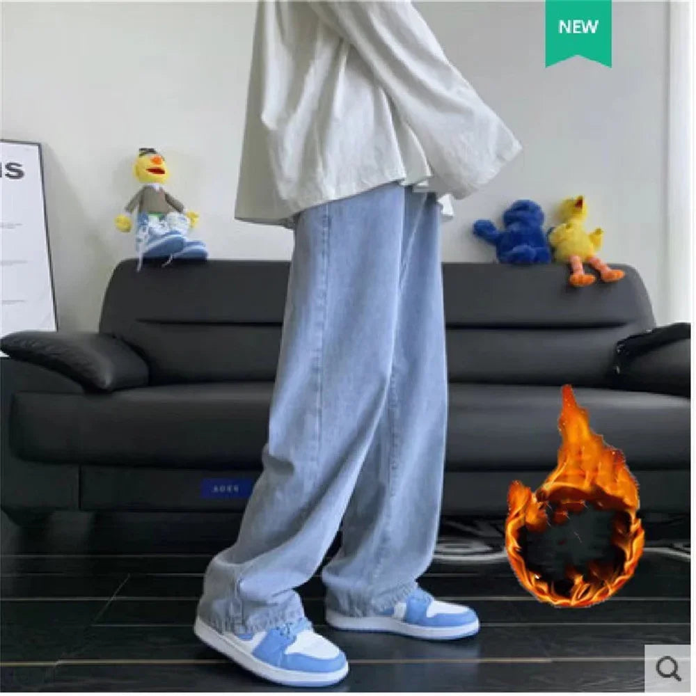 Thick Fleece Cross Waist Wide Leg Pants