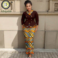 African Clothes for Women Double Breasted Blazer and High Waist Print Skirts 2 Piece Set Outfits Elegant Dashiki Outfits 2526070