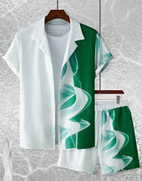 Men 3D Printed Retro Hawaiian Shirt Set