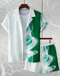 Men 3D Printed Retro Hawaiian Shirt Set