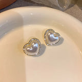 Gold Plated Pearl Heart Stud