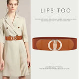 Women's Belt Gold Pair Buckle Black Waist Seal Fashion Elastic Wide White Red Good Quality Dress Knit Designer Belt