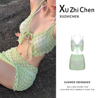 Young Thin Fashion Green Bikinis Set for Women