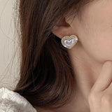 Gold Plated Pearl Heart Stud