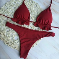Women Sexy Bandage Lace Up Bikini Set
