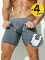 2pcs/3pcs/4pcs Long Leg Boxer Shorts for Men in Breathable Mesh Fabric Sport Underwear Randomly