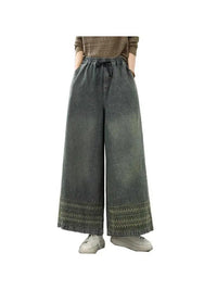 Retro Heavy Embroidery Ethnic Style Pants