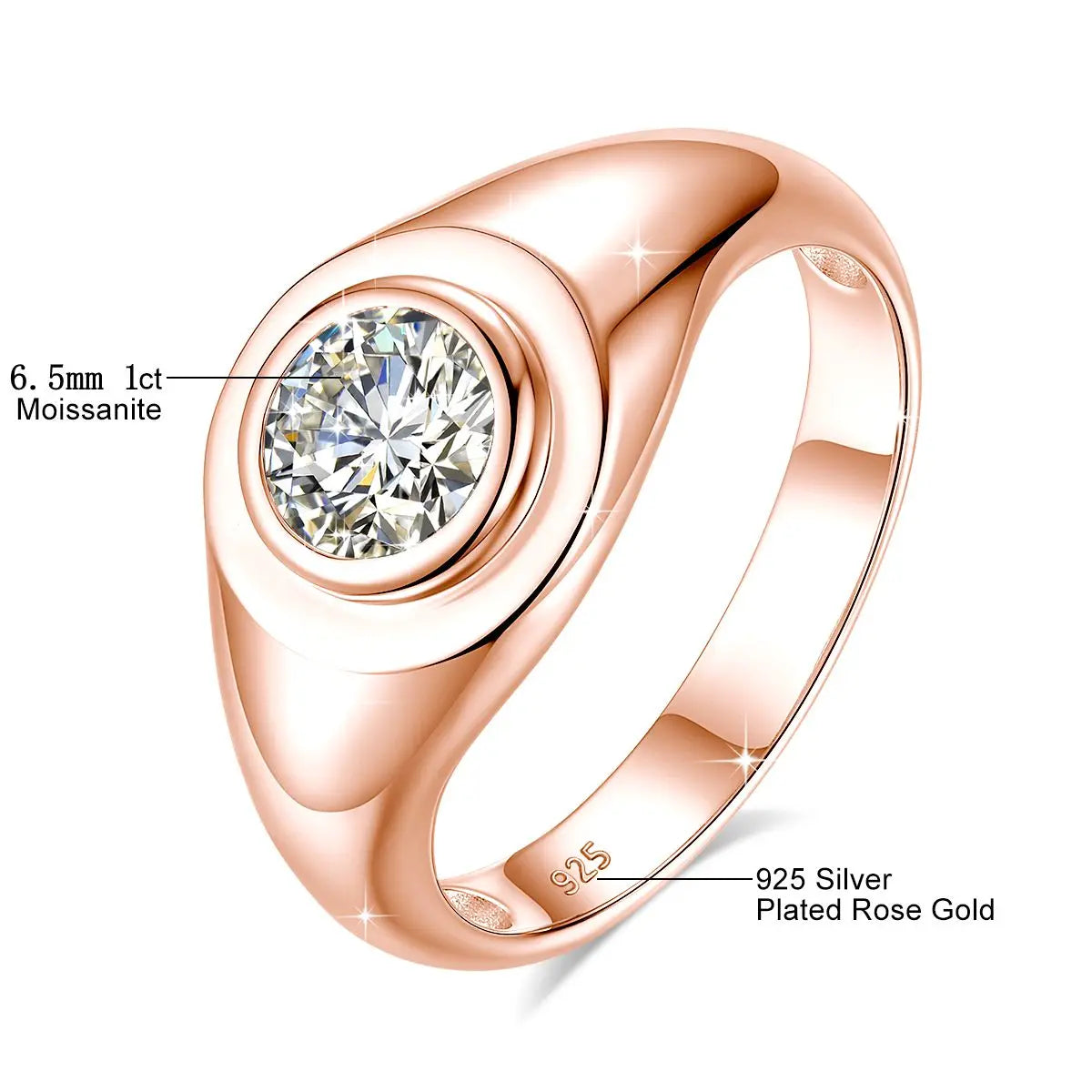 18K Gold Plated Moissanite Ring D Color VVS 1ct S925