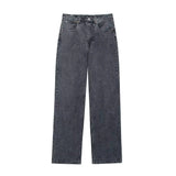 Denim Solid Loose Zipper Fly Wide Leg Pant