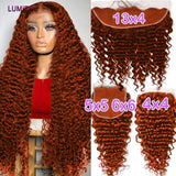 Ginger Deep Water Curly Wave Transparent Hair Closure