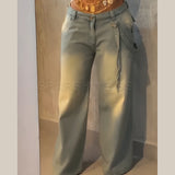 Vintage Washed Mid Waist Loose Pant