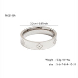 18K Gold, Great Wall Pattern, Four Leaf Flower, Cross Ring For Women