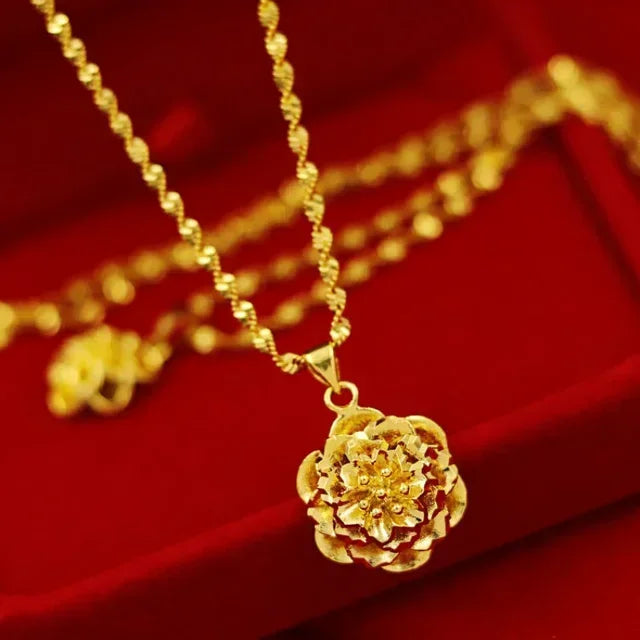 24K REAL gold necklace women's real gold