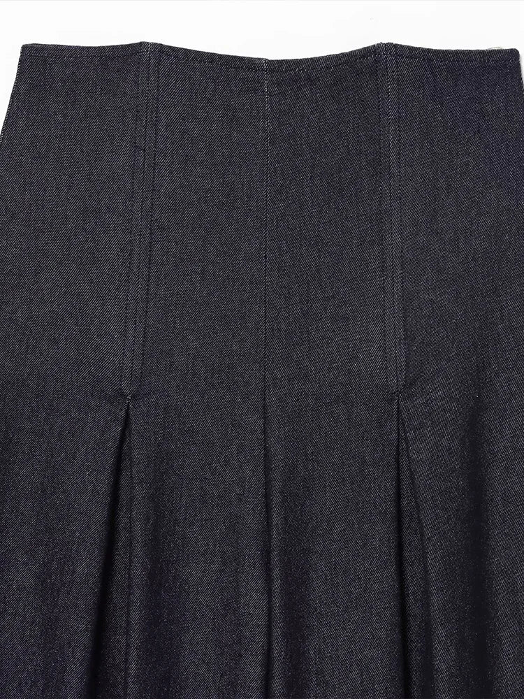 Solid Color High-Waisted Wide-Leg Jeans