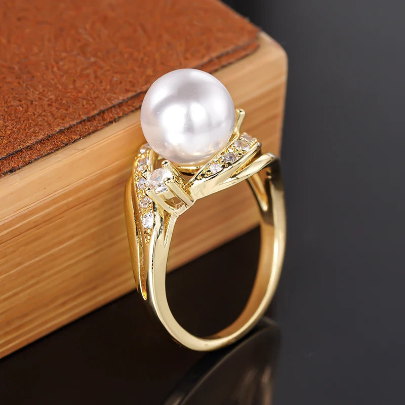 Huitan Gold Color Women Wedding Rings