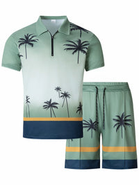 Casual Coconut Print Shorts Two-Piece Suit