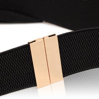 Fashion Women Elastic Band Wide Belts Simple Down Coat Waist Belt Female Buckle Black Strap Dress Decoration Accessories Ladies