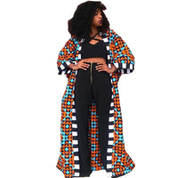 African Ethnic Print Loose Long Trench Coat Streetwear
